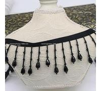 0.5Yard White Black Fringed Trim Crystal Tassle Beaded Lace Ribbon Sewing Dance Clothing Edge Curtain Headwear Pendant Tassels-black-45cm Long
