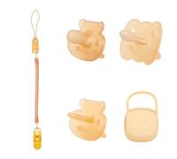 0-6 Months Baby Pacifiers & Silicone Soothers - Newborn Dummies, Day/Night Set (Round & Flat Head) + Teether + Storage Box & Anti-Drop Chain