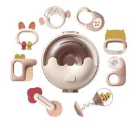 0-6 Months Baby Rattle Teether Toy Set,Infant Silicone Teether Chew Toys,Sensory Toy Set for Babies,Gift for Newborn Baby (8pcs-Set)