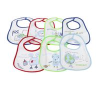 (0-6 Months, Blue) Baby Patterned 7 Days Of The Week Bibs In Boys & Girls Options (Pack Of 7)