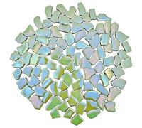 0.68"-1.53" Irregular Ceramic Mosaic Tiles,500g/1.1lb Ceramic Mosaic Tiles for Crafts,Ceramics Mosaic Pieces for Home Decoration or DIY Crafts,Mosaic Making Supplies (Iridescent Pearl Green)