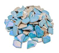 0.68"-1.53" Irregular Ceramic Mosaic Tiles,500g/1.1lb Ceramic Mosaic Tiles for Crafts,Ceramics Mosaic Pieces for Home Decoration or DIY Crafts,Mosaic Making Supplies (Iridescent Pearl Sky Blue)