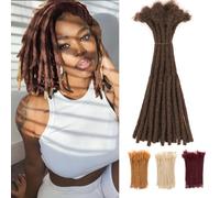 0.6cm Thickness Dreadlocks Extensions,100% Real Human Hair Crochet Braiding Hair Dreads Locs with Multicolor and Length from 8 to 22 Inch, Can be Dyed Bleached Dreadlock Extension Hair with 30 Strands