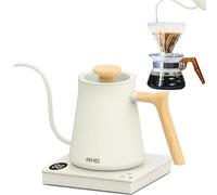 0.6L Gooseneck Electric Coffee Kettle with 40~100℃ Temperature Adjustable, 1000W Fast Boiling, 304 Stainless Steel Mini Brew Coffee Kettle, Tempered Glass Touch Control Panel, High Grade