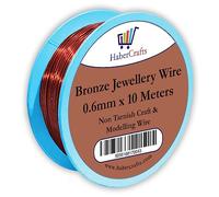 0.6mm Bronze Jewellery Wire Tarnish Proof Brass Bendable Metal Wire for Jewellery Making Sculpting Modelling Crafts Wire Weaving & Wrapping (0.6mm - Bronze - 22 Gauge - 1 Spool - 10 Meters)