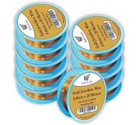0.6mm Gold Jewellery Wire Tarnish Proof Brass Bendable Metal Wire for Jewellery Making Sculpting Modelling Crafts Wire Weaving & Wrapping (0.6mm - Gold - 22 Gauge - 10 Spools - 100 Meters)