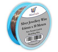 0.6mm Silver Jewellery Wire Tarnish Proof Brass Bendable Metal Wire for Jewellery Making Sculpting Modelling Crafts Wire Weaving & Wrapping (0.6mm - Silver - 22 Gauge - 1 Spool - 10 Meters)