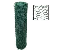 0.6Mx25M PVC Coated Galvanized Wire Mesh Fencing Roll Hot Dipped Chicken Wire with 50mm Hexagonal Mesh Hole for Garden Animal Pet Border Fence Netting Green