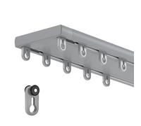 0.7-6.0m Double Tracks, Silence Curtain Rail Set, Aluminium Ceiling Track System With Pulleys, Mount Room Divider, Pole, Customized(Gray,70CM (2.29FT))