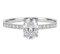 0.70 Carat Oval Cut Moissanite Ring | Pavé Band Ring | 925 Sterling Silver Engagement Ring | Ring for Women | Minimalist Bridal Jewelry | Available in Sizes 9 1/2