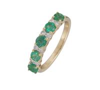 0.70ct Emerald & 0.18ct Diamond Eternity Ring 9ct Gold 9CT YELLOW GOLD SIZE M