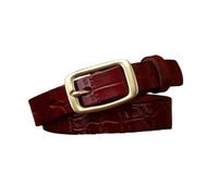 0.71" Womens Crocodile Pattern Skinny Embossed Belts for Ladies Thin Strap for Jeans Dress Pants with Gold Buckle(105cm/41", Reddish Brown)