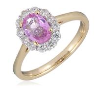 0.72ct Oval Pink Sapphire & 0.30ct Diamond Halo Ring 14ct Gold 14CT YELLOW GOLD SIZE N