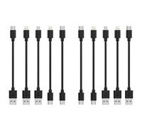 [0.75FT, 10-Pack] Multi Short USB Cables/Type-C Cables, Fast Charge & Sync C/Lightning/Micro USB Cords for Multiple Devices for iPhone16&15, iPhone5-14, iPads, Macbook, iPods, Moblies & Tablets, Black