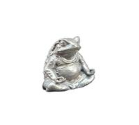 0.75in Black Brass Zen Meditation Frog Miniature Statue,Metal Realistic Frog Sculpture Figurine Desktop Ornament Home Bonsai Micro Landscape Decr Accessories