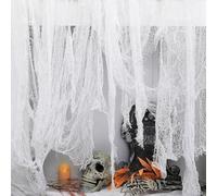 0.76x10.16M Halloween Creepy Cloth, White Large Size Halloween Scary Spooky Cloth, Windows Doorways Cover Gauze for Party Haunted House Decorations