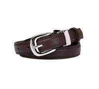 0.78" Women's Skinny Leather Belts for Ladies Thin Strap for Jeans Dress Pants with Fashion Bright Silver Buckle(100cm/39", Coffee)