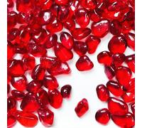 0.89LB Red Aquarium Glass Stones Sea Glass Pebbles for Fish Tanks Decorations Aquarium Gravel Fish Tank Rocks, Glass Gems Stones Beads Pebbles Rock Sand for Vase Filler Fish Turtle Tank Decorations