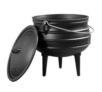 0.8L Cast Iron Witches Cauldron with Lid & Handle, 3-Leg Simmer Pot for Fireplace Coal Cooking, Potion Craft, Halloween Party & Rustic Home Decor (Style 1)