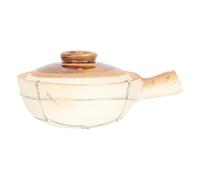 0.8l Ceramic Cooking Pot with Lid, Single Handle Home Casserole | Clay Pottery Construction, Steam Vent Cover, Smooth Nonstick Surface, Suitable for Rice, Gas Cooktops, Serving