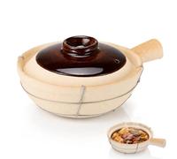 0.8l Clay Casserole Pot with Single Handle for Small-batch Cooking | Vented Lid, Even Heating, Khaki Finish, Suited to Soups and Restaurant Use