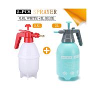 (0.8L White-2L Blue) 2-Piece Hand Pressure Water Sprayer Trigger Air Pump Garden Disinfection Sprayers Spray Bottle Car Cleaning Sprayer Watering