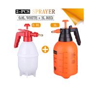 (0.8L White-3L Red) 2-Piece Hand Pressure Water Sprayer Trigger Air Pump Garden Disinfection Sprayers Spray Bottle Car Cleaning Sprayer Watering