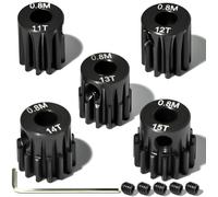 0.8M Hardened Steel Pinion Gears 5mm Bore 11T 12T 13T 14T 15T for RC Motor | 0.8Mod Pinion Gear with M4 Screw and Hex Key, for Arrma HPI Kyosho Losi Axial Traxxas Tamiya 1/10 RC Car and 540/550 Motors