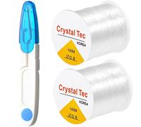 0.8mm Bracelet Elastic String for Bracelet Making, QBJAYTY 200M Elastic String Cord for Bracelets, Clear Stretchy Bracelet String for Clay Beads, Pony Letter Beads, Bracelet Charms, (Crystal-2 Rolls)