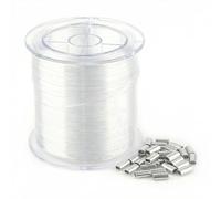 0.8mm Clear Nylon Thread 200m Invisible String for Decoration Hanging Strong Nylon Cord String with 40 Aluminium Sleeves Clear Beading Thread Fishing Line for Bracelet Making Sewing Decorations