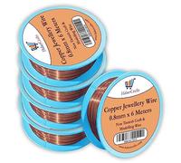 0.8mm Copper Jewellery Wire Tarnish Proof Brass Bendable Metal Wire for Jewellery Making Sculpting Modelling Crafts Wire Weaving & Wrapping (0.8mm - Copper - 20 Gauge - 5 Spools - 30 Meters)