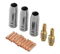 0.8mm Tips 3X Nozzles for MIG for Welder 15AK 0.8mm Tips 3X | 10 for contact tips, 3 gas nozzles, 2 diffusers, fits 15AK for torch, copper brass build