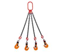 0.8T Heavy Duty Horizontal Plate Lifting Clamp Set - 4 Clamps, 0-15mm Capacity, Manganese Steel Chain for Industrial Hoists & Cranes(1m)