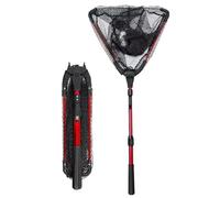 0.9/1.8/2.1/2.5/3.0 M Collapsible Fish Landing Net with Anti-Slip Telescoping Pole Rubber Handle for Kids Adults Saltwater Freshwater(Red,2.1m)