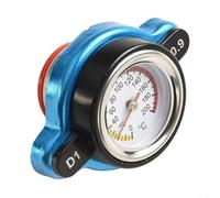 0.9 Bar Pressure Radiator Cap Featuring Integrated Water Temperature Gauge Made From Billet Aluminum With Red Silicone Seal For Vehicle Engine Cooling Systems