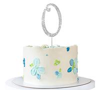 0-9 Cake Decoration Silver Rhinestones Happy Birthday Cake Topper Anniversary Cake Decoration (0)