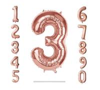 0-9 Giant Rose Gold 32"/80cm Self Inflate Or Helium Staw Inc Happy Birthday Balloon Numbers Mylar Foil Kids Party Large Decoration Age 1 2 3 4 5 6 7 8 9 0 (Number 3)