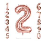 0-9 Giant Rose Gold 32"/80cm Self Inflate Or Helium Staw Inc Happy Birthday Balloon Numbers Mylar Foil Kids Party Large Decoration Age 1 2 3 4 5 6 7 8 9 0 (Number 2)