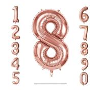 0-9 Giant Rose Gold 32"/80cm Self Inflate Or Helium Staw Inc Happy Birthday Balloon Numbers Mylar Foil Kids Party Large Decoration Age 1 2 3 4 5 6 7 8 9 0 (Number 8)