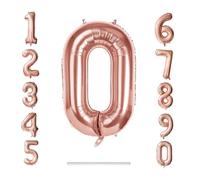 0-9 Giant Rose Gold 32"/80cm Self Inflate Or Helium Staw Inc Happy Birthday Balloon Numbers Mylar Foil Kids Party Large Decoration Age 1 2 3 4 5 6 7 8 9 0 (Number 0)