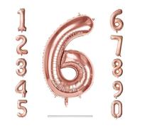 0-9 Giant Rose Gold 32"/80cm Self Inflate Or Helium Staw Inc Happy Birthday Balloon Numbers Mylar Foil Kids Party Large Decoration Age 1 2 3 4 5 6 7 8 9 0 (Number 6)