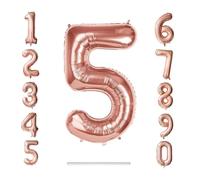 0-9 Giant Rose Gold 32"/80cm Self Inflate Or Helium Staw Inc Happy Birthday Balloon Numbers Mylar Foil Kids Party Large Decoration Age 1 2 3 4 5 6 7 8 9 0 (Number 5)