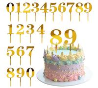 0-9 Number for Cake Topper, Aster 20 Pieces Gold Acrylic Shiny Cake Topper DIY Glitter Number Cupcake Decorations for Birthday, Party, Wedding, Anniversary, Bottle Service, Night Club