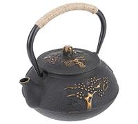 0.9L Japanese Tetsubin Teapot Cast Iron Stovetop Kettle for Home Office | Stainless Steel Infuser, Pine Bamboo Plum Blossom Pattern, for Induction Hob Gas Stove