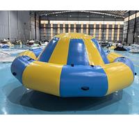 0.9mm PVC Durable Inflatable Rotate Disco Boat Tube Flying UFO Towable Water Rotating Toy (3.5m Dia 6 Seats ，with Pump)