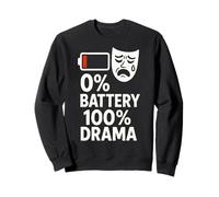 0% BATTERY 100% DRAMA Sarcastic Low Power Art Poster Sweatshirt