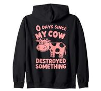 0 Days Since My Cow Destroyed Something Fun Zip Hoodie