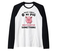 0 Days Since My Pig Destroyed Something Fun Raglan Baseball Tee