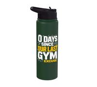 0 Days Since Our Last Gym Excuse Powerlifting Gym Stainless Steel Insulated Water Bottle