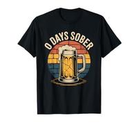 0 Days Sober Retro Beer Mug Funny Drinking Sobriety Humor T-Shirt